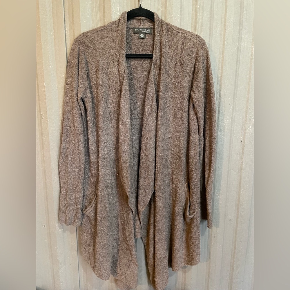 BAREFOOT DREAMS Island Wrap Open Front Cardigan Taupe CozyChic Lite Soft S/M - Picture 6 of 16